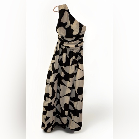 NWOT Abercrombie & Fitch One-Shoulder Abstract Maxi Dress -Black White - Size S - Picture 2 of 5
